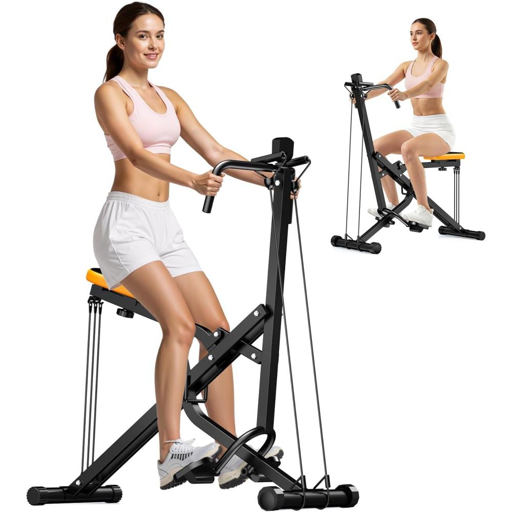 imageOWLSKY Squat Rowing Machine for Home Workout Foldable Squat Assist ampamp Row Trainer with LCD Monitor 3 Resistance Bands Adjustable Seat Heavy Duty 350 lbs FullBody Fitness EquipmentBlack