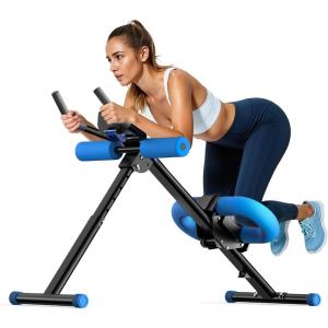 OWLSKY Ab Machine, Adjustable Ab Trainer Machine for Abs Workout at Home Gym, Foldable, Knee Protection, LCD Monitor, Device Holder, 440 LBS,Abdominal Trainer for Stomach Workout(Blue)