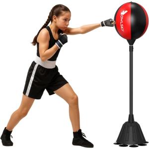 Owlsky Punching Bag with Stand, Boxing Bag for Adults, Adjustable Height, Stress Relief & Fitness(Black)